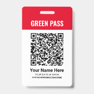 Crachá Certificado de Vacinação Green Pass PVC Vermelho