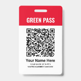 Crachá Certificado de Vacinação Green Pass PVC Vermelho