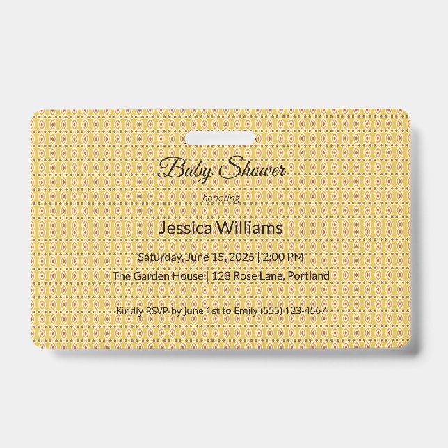 Crachá Chá de Bebê Boho Fofo Neutro em Gênero, Personaliz (Frente)