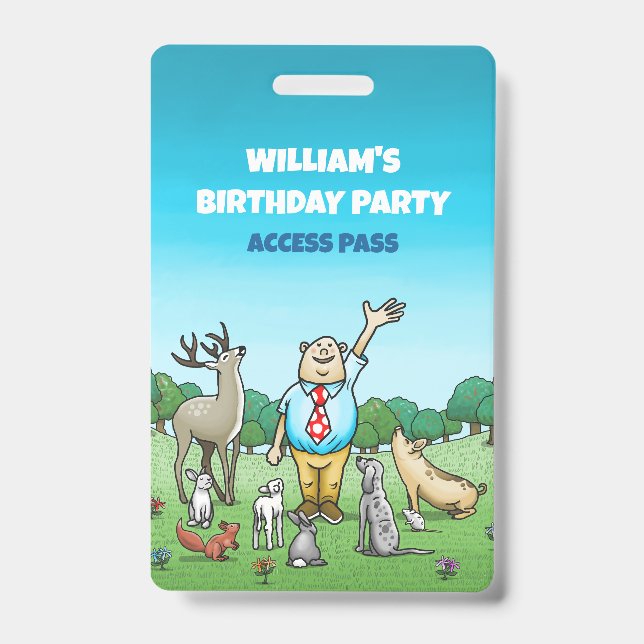 Crachá Chamando Todos os Animais de Aniversário (Frente)