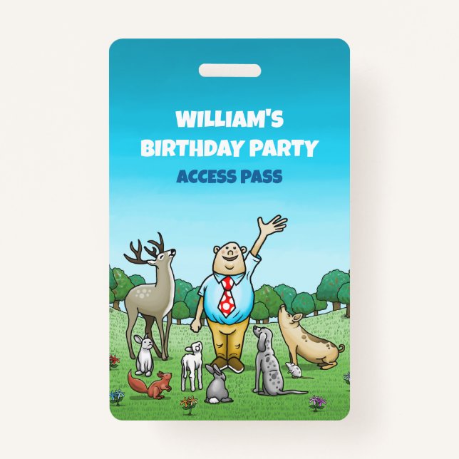 Crachá Chamando Todos os Animais de Aniversário (Frente)