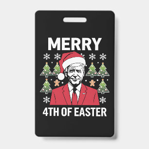 Crachá Chapéu de Natal de Joe Biden Feliz 4º de Páscoa