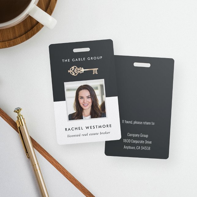 Crachá Chave Vintage | Imobilizações do Funcionário Imobi (Criador carregado)