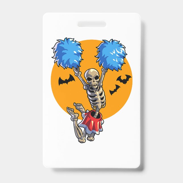 Crachá Cheerhead Skeleton Halloween Cheer Mãe Meninas Wo (Frente)