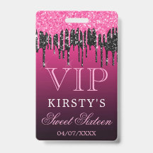 Chic Rosa Preto Brilho Gotejante Sweet Sixteen VIP