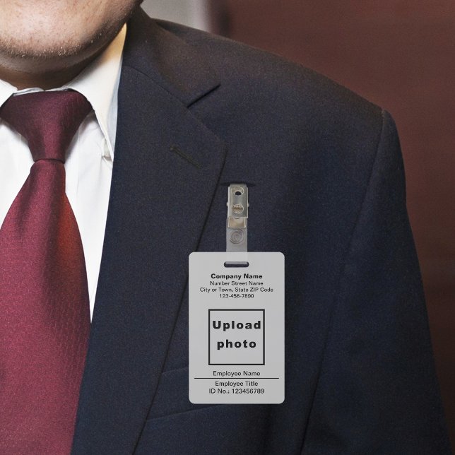 Crachá Cinza Baseado em Texto Com Foto do Funcioná (Criador carregado)