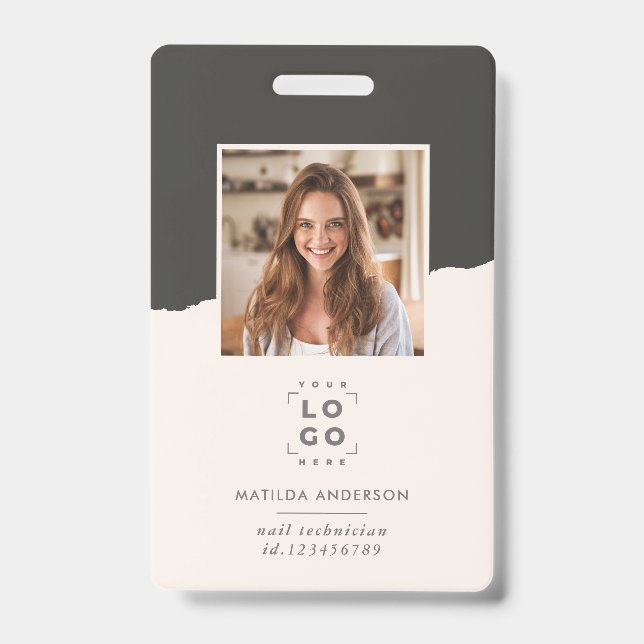 Crachá Cinza e branco moderno minimal foto abstrato (Frente)