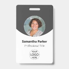 Crachá Cinza Personalizada Foto, Logotipo, Código de Barr