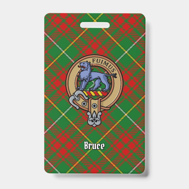 Crachá Clan Bruce Crest sobre caçar Tartan (Frente)
