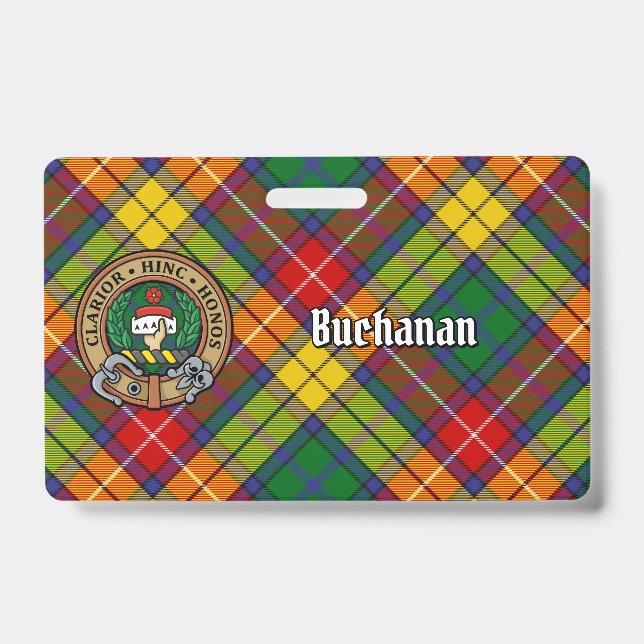 Crachá Clan Buchanan Crest sobre Tartan (Frente)