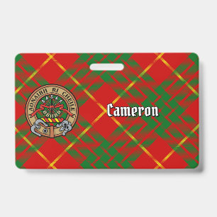 Crachá Clan Cameron Crest sobre Tartan