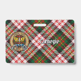 Crachá Clan Carnegie Crest sobre o Vestido Tartan