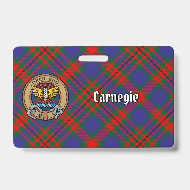 Crachá Clan Carnegie Crest sobre Tartan (Frente)