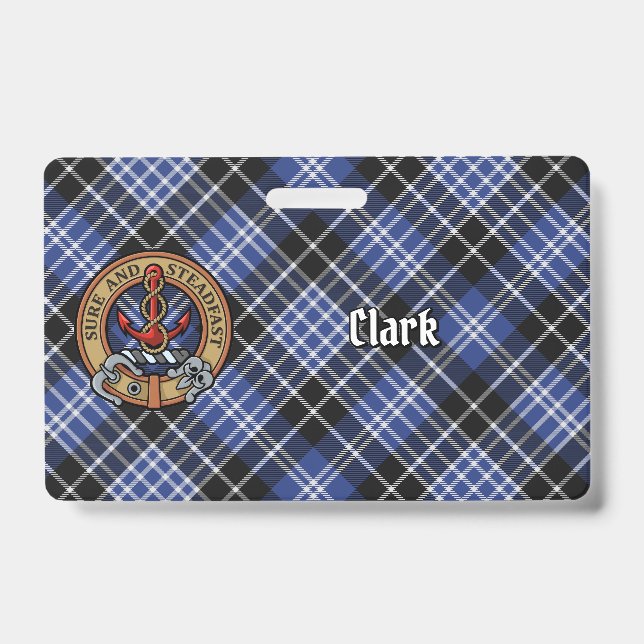 Crachá Clan Clark Crest sobre Tartan (Frente)