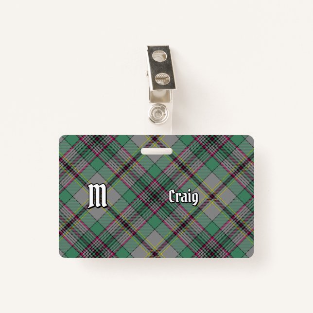 Crachá Clan Craig Tartan (Frente com Clipe)