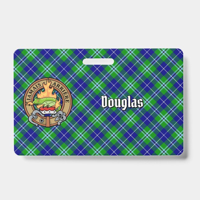 Crachá Clan Douglas Crest sobre Tartan (Frente)