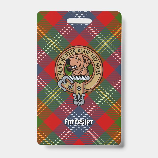 Crachá Clan Forrester Crest sobre Tartan (Frente)