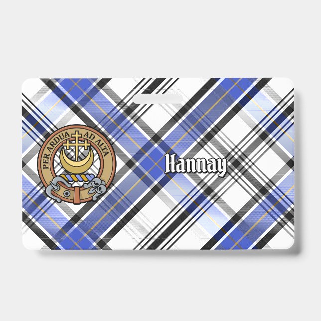 Crachá Clan Hannay Crest sobre Tartan (Frente)