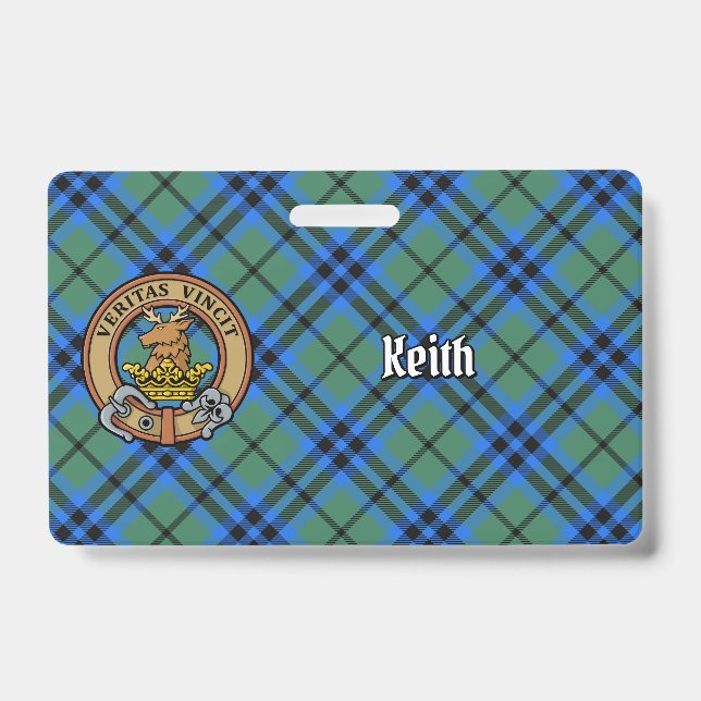Crachá Clan Keith Crest sobre Tartan (Frente)