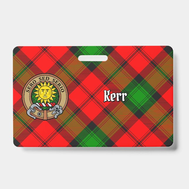 Crachá Clan Kerr Crest sobre Tartan (Frente)