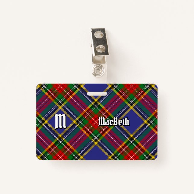 Crachá Clan MacBeth Tartan (Frente com Clipe)