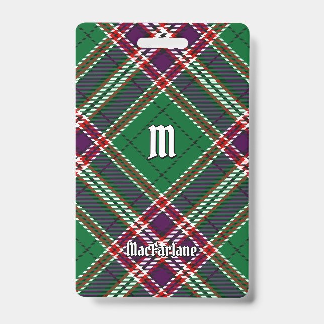 Crachá Clan MacFarlane Modern caçando Tartan (Frente)