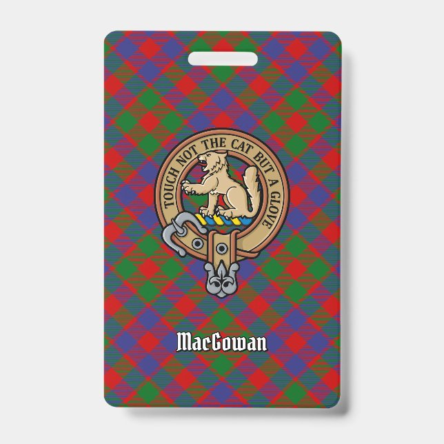 Crachá Clan MacGowan Crest sobre Tartan (Frente)