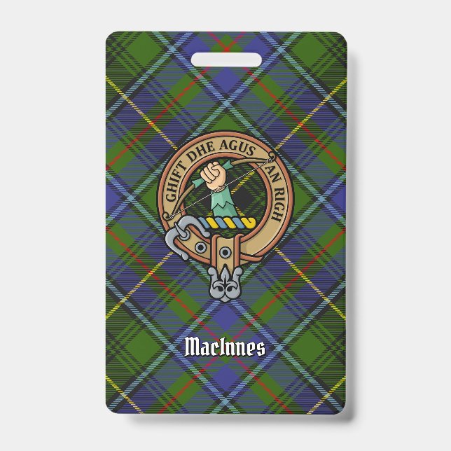 Crachá Clan MacInnes Crest sobre Tartan (Front)