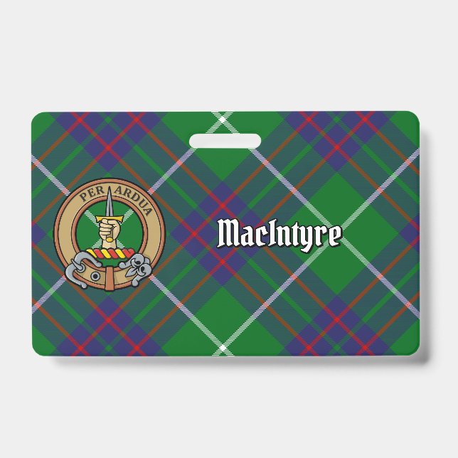 Crachá Clan MacIntyre Crest sobre Tartan (Front)