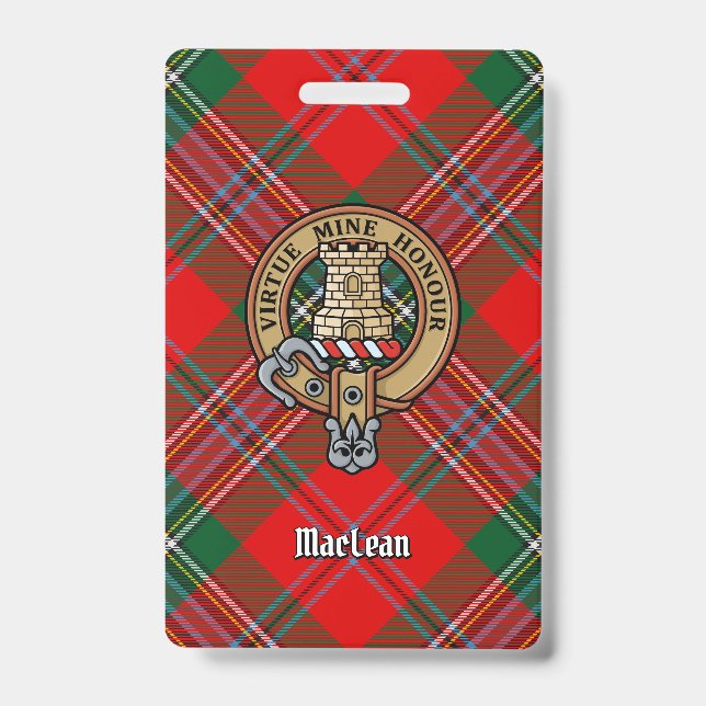 Crachá Clan MacLean Crest sobre Tartan (Frente)