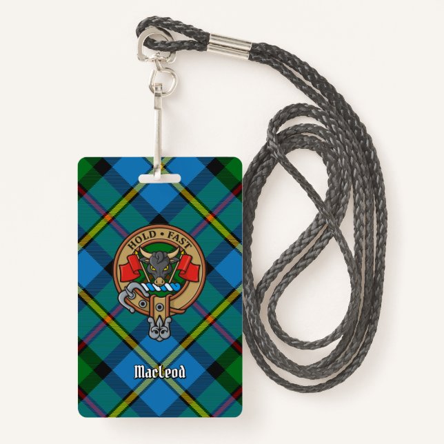 Crachá Clan MacLeod Crest sobre Tartan (Frente com cordão)