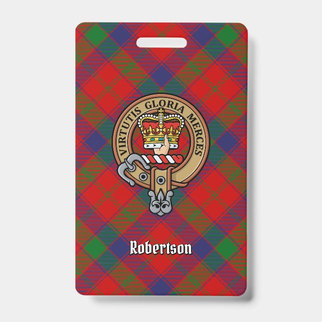 Crachá Clan Robertson Crest sobre Tartan (Frente)