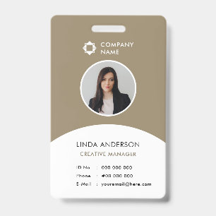 Crachá Classe de logotipo da empresa White Brown com ID d