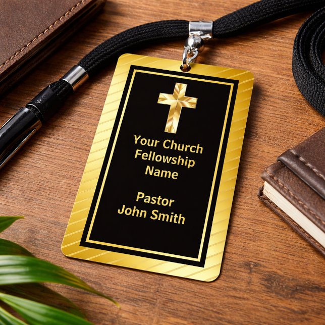 Crachá Classe Pastoral da Igreja Dourado e Preto  (PLEASE NOTE: The foil elements are simulated and will not be used in the making of this product.)