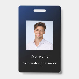 Crachá Classe Personalizada Moderno Gradiente Azul Foto d