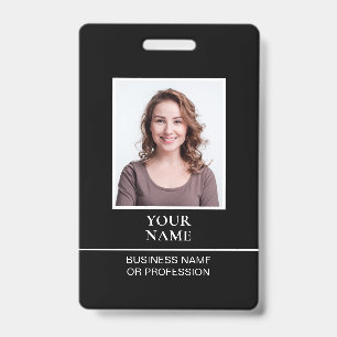 Crachá Classic Professional ID Black White Security