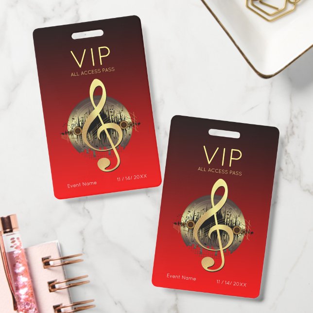Crachá Clave de Sol Triplo Dourado VIP Acesso Total Gradi (Escritório)