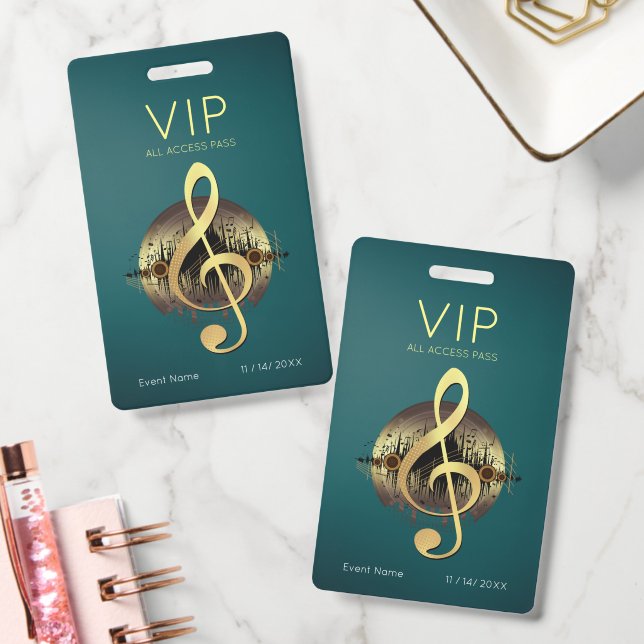 Crachá Clef de Sol Dourado VIP Todos os Acessos Evento de (Escritório)