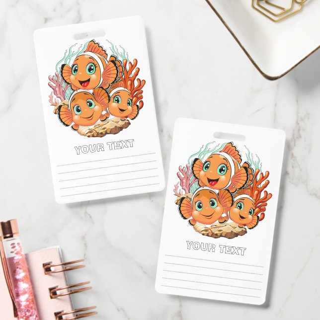 Crachá Clown fish Cartoon cute Family Underwater (Escritório)