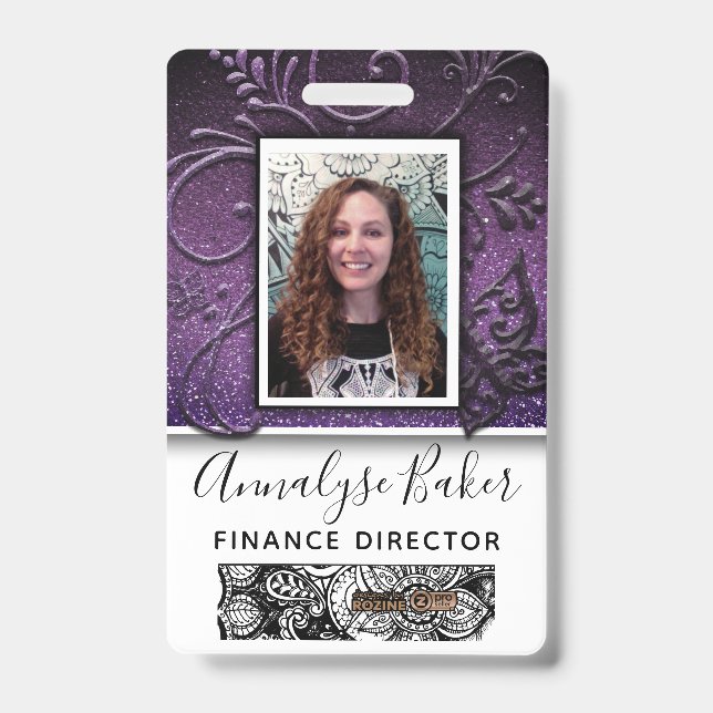 Crachá CNA Enfermeira Profissional Brilho Bonito Foto Nom (Frente)