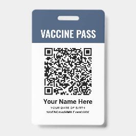 Crachá Cód QR Passaporte de Vacina contra a Covid Azul Ma