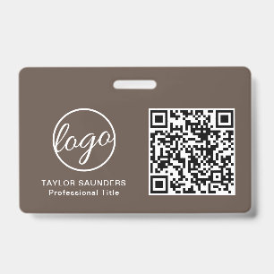 Crachá Códido QR de Identificação de Funcionário Marrom S