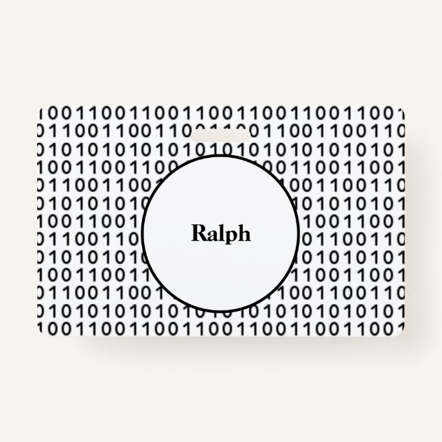 Crachá Código Binário Idioma do Computador com Nome (Frente)