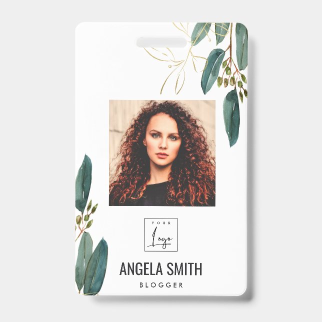 CRACHÁ CÓDIGO DE BARCÓDIGO DE FOTOS DE EMPREGADOS DOURADO (Front)