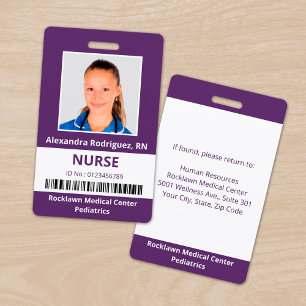 Crachá Código de barras de foto de funcionário ID médico 