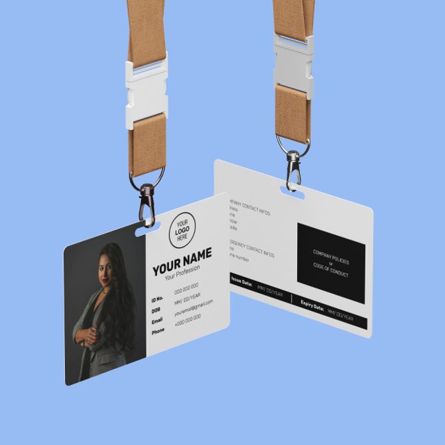 Crachá Código de Barras de ID de Funcionário Foto Moderno (Criador carregado)