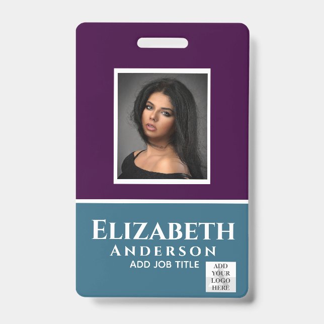 Crachá Código de barras de verificação QR do nome de foto (Frente)