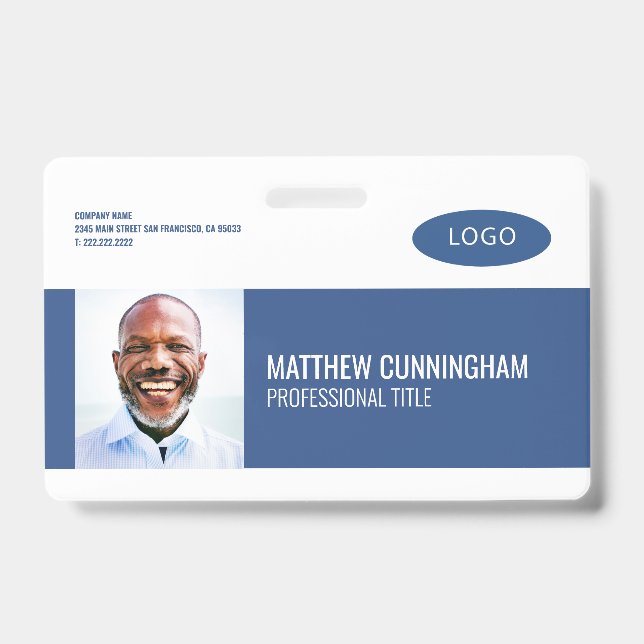 Crachá Código de barras do nome do funcionário do logotip (Front)