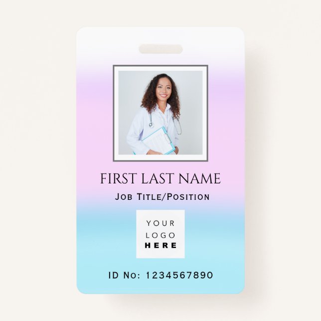 Crachá Código de barras Foto Cirúrgica Enfermeira Médica  (Frente)
