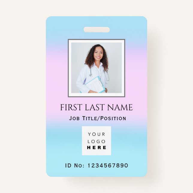 Crachá Código de barras Foto Cirúrgica Enfermeira Médica  (Frente)
